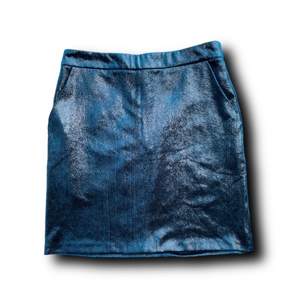 Topshop Dresses & Skirts - Topshop Metallic Blue Mini Skirt with Velvet Feel and Look
